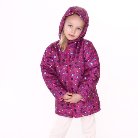Jacket for girls, raspberry color/stars, height 116-122 cm-5