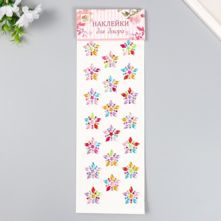 Sticker of rhinestones "Five -pointed flowers" mix 10.7x32 cm-1