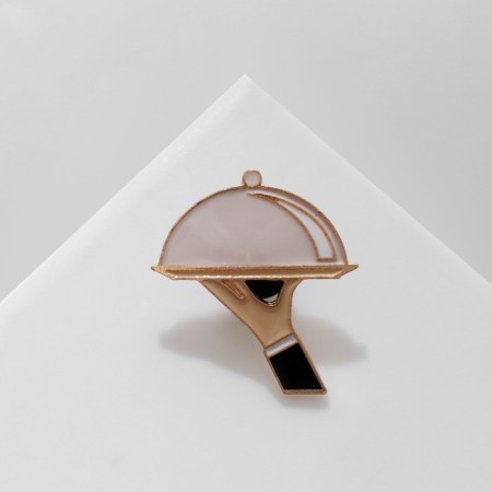 Brooch "Klosh", beige color in gold-1