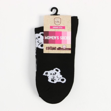 Women's socks "bears", black color, size 23-25-4