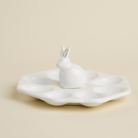 Ceramic Ceramic Sl Home stand “Easter rabbits”, 19 × 9 cm, 8 cells, white color