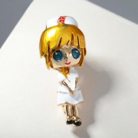 Broach "nurse" blue -eyed, colored in gold-2