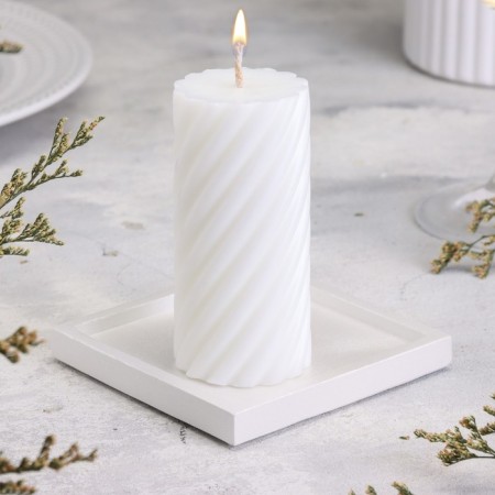 Square Square from gypsum, 10x1.5cm, white mother of pearl