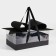 Gift box with a bow, handles and a transparent lid 35 x 21 x 15 cm black