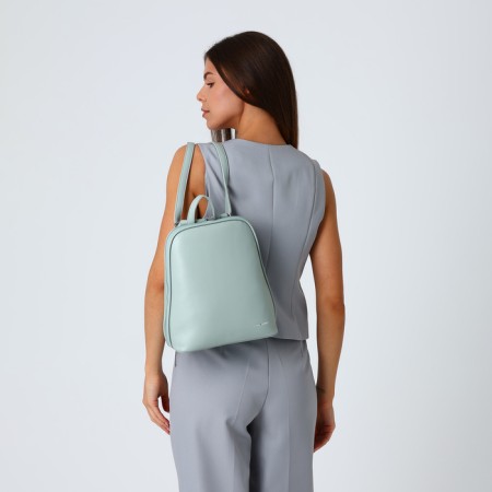 City backpack made of artificial leather with lightning, green color-6