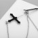 Earring "Kaff" Gothic cross, black color in silver