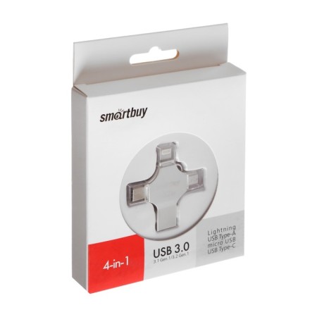 Flash drive Smartbuy MC15 Metal QUAD, 4-In-1 OTG, 64 GB, USB3.0, Type-C, Microusb, Lightning-1