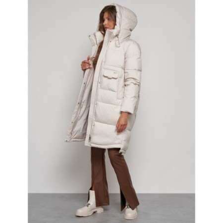 Coat insulated winter female, size 50, beige color-14
