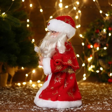 Santa Claus "in a red fur coat and a header with a pearl" 29 cm, moves-3