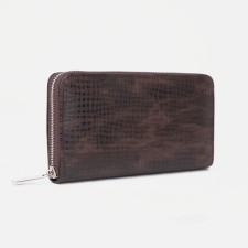 Male purse with lightning, department for bills, for cards, for coins, brown color