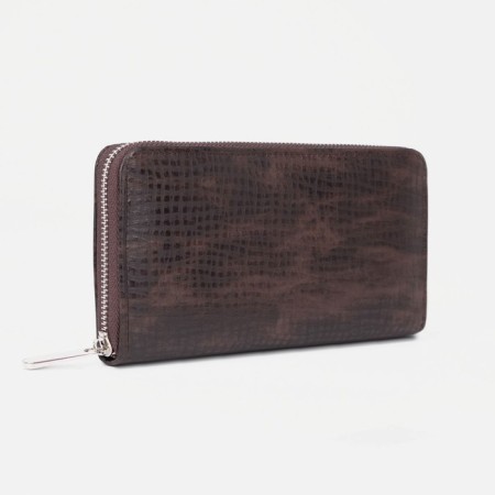 Male purse with lightning, department for bills, for cards, for coins, brown color