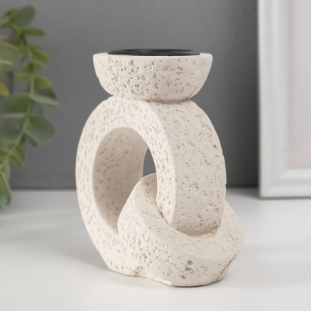 Gypsum candlestick, metal for 1 candle "ring" d = 3.8 cm 6x11x11.2 cm-2