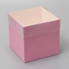 Box for flowers with PVC lid, 12 x 12 x 12 cm, pink