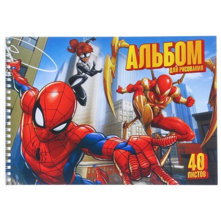 Album for drawing A4, 40 sheets 100 g/m², on the spring, spider-person-1