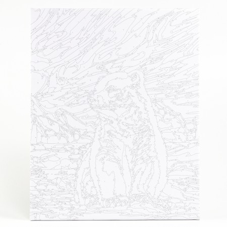 New Year's picture on numbers on canvas with the subframe "New Year! Bear at the North Pole ", 40 x 50 cm-1