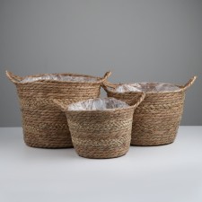A set of baskets of 3 pcs, d29xh23, d26xh20, d22xh16 cm, rogoz