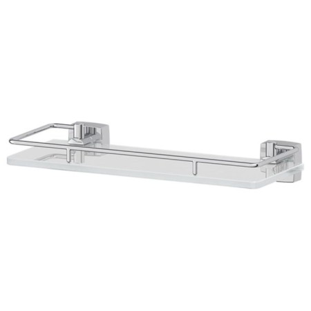 Shelf with holders, width 30 cm, matte glass, chrome