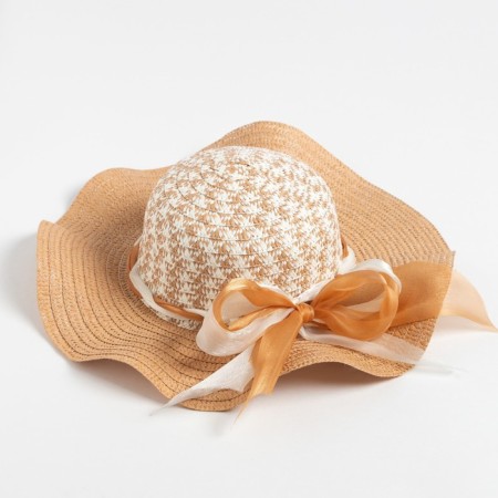 Women's hat, beige color, size 56-58