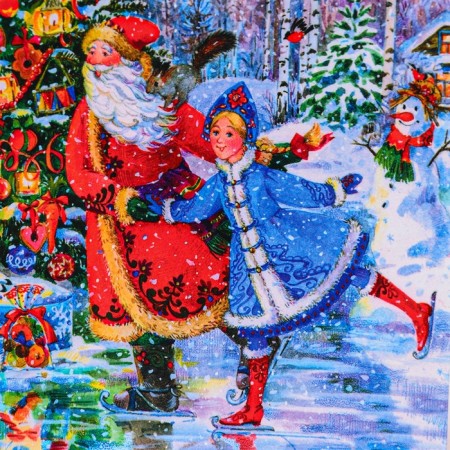 New Year. Gift package "Santa Claus with granddaughter", 11.5 x 14.5 x 6.5 cm.-2