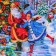 New Year. Gift package "Santa Claus with granddaughter", 11.5 x 14.5 x 6.5 cm.
