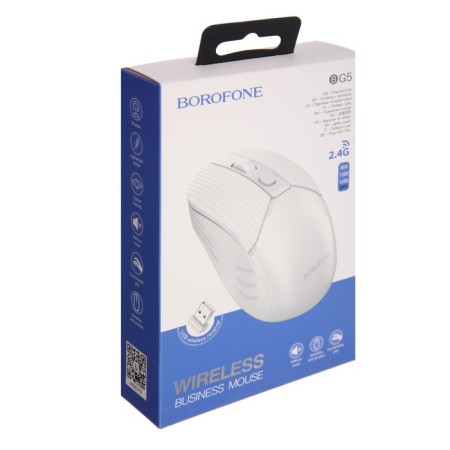 Mouse Borofone BG5, wireless, optical, 1600 dpi, from one AAA battery, white-5