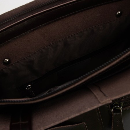 Luggage bag with a zipper, 3 external pockets, a long belt, a dark brown color-5