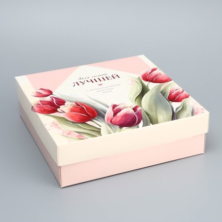 The box is folding, the lid is “for the best”, 20 x 20 x 6 cm without a window