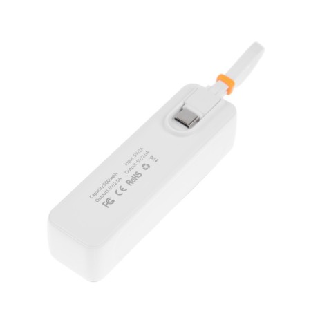 External battery DX151, 5000 mAh, USB, Type-C, Type-C cable, lantern, white-3