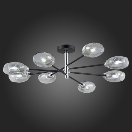 Ceiling EVOLUCE lamp. Sle155512-08. Gloa. 8x40 watts, E14, 84x84x22 cm, black color, chrome-2