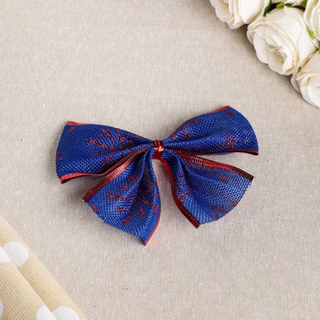 Festive bow "snowfall", blue-red, 14 x 10 cm