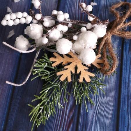 Decor "Winter Charm" Berries Snowflake shine, 20 cm-1