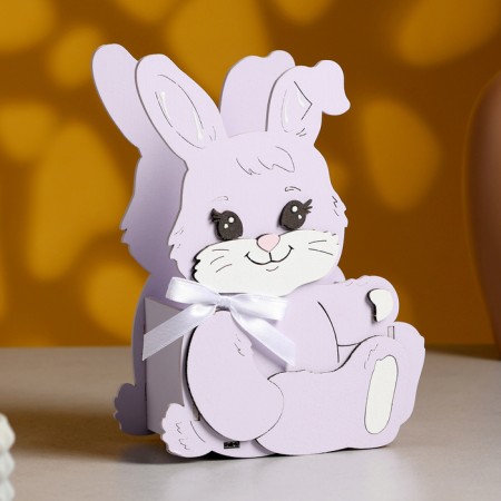 Kashpo "Bunny with a bow", 13.5x7x19.5 cm, oak, lilac