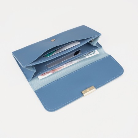 Women's wallet on the button, blue color-3