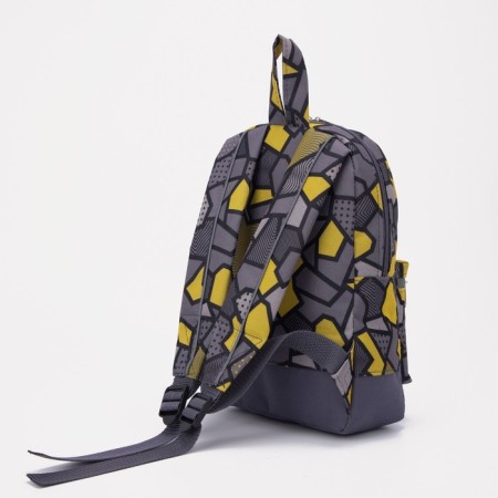 A backpack with a zipper, an outer pocket, a reflective strip, the color is gray-1