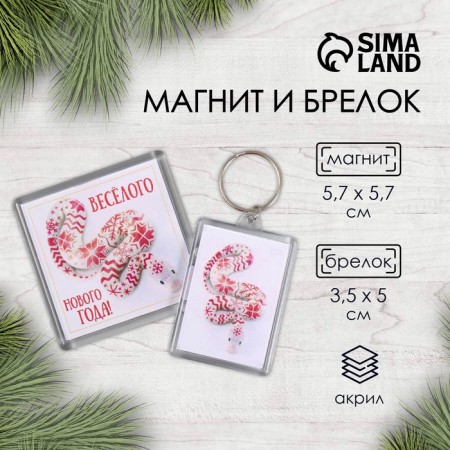 Set "Snake. Patterns" (keychain 3.5x5 cm, magnet 5.7x5.7 cm)