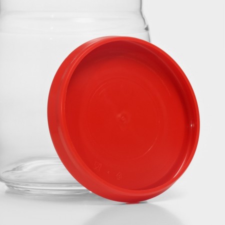 Bank for bulk products Cesni, 920 ml, red plastic cover-2