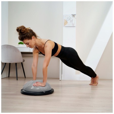 Half -sphere bosu gymnastic, massage, with a pump, 46x20 cm, color gray color-16