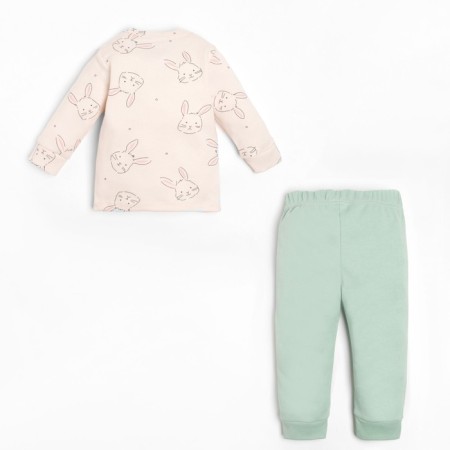 Set: jumper and pants crumb I am a "bunny", height 80-86 cm, beige/olive color-4