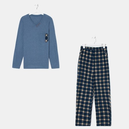 Kit (longshit, trousers) male, dark blue color, size 58-8