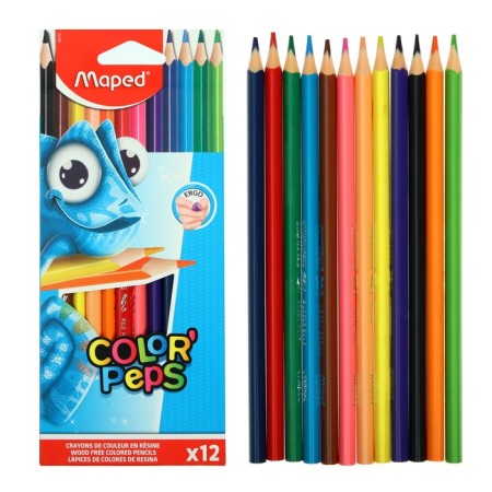 Plastic pencils 12 colors, Maped Pulse, three -sided