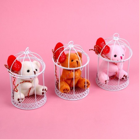 Soft toy "Bear in a cage", bear, color mix-6