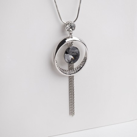 Jupiter pendant, gray color in silver, 72 cm