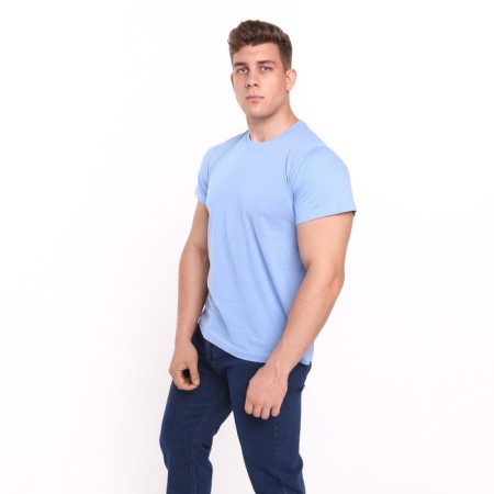 T-shirt male plain, color light blue, size 48-1