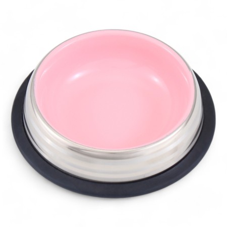 A bowl with a non-slip base, 225 ml, silver-pink-1
