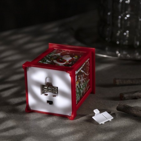 LED figure "Lantern with Santa Claus" 6 × 13 × 6 cm, plastic, batteries AG13x3, glow warm white-2
