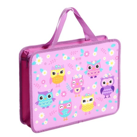Folder with A4 handles, 330 x 260 x 75 mm, plastic, pens, calligrata "owls"-1