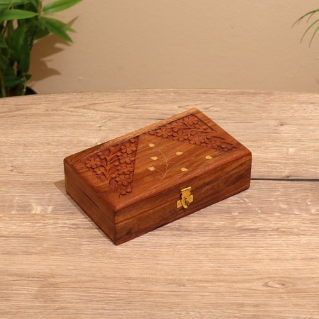 Casket "leaves" wood 20x13x6 cm