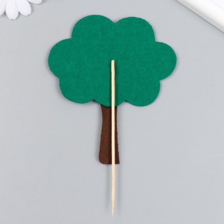 Decor for the work of felt "tree with a month and stars" 10.3x12 cm-2