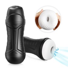 Masturbator of the Oka-hips, vacuum-vibrational, with imitation of blowjob, 6 modes, battery, black