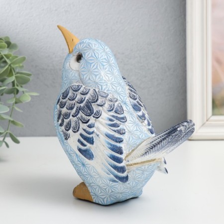 Polystone souvenir "Bird, blue snowflakes" 18.5x10x17 cm-2